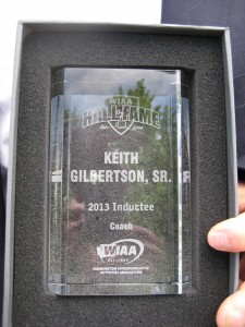 Keith Gilbertson Sr.'s latest hall of fame plaque. (Keith Olson photo)